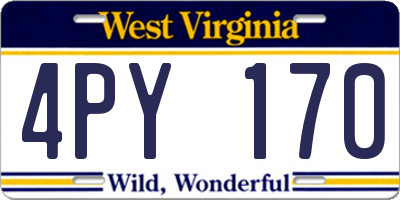 WV license plate 4PY170