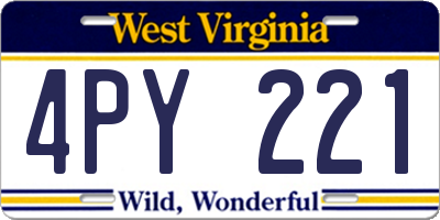 WV license plate 4PY221