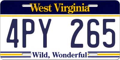 WV license plate 4PY265
