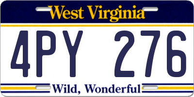 WV license plate 4PY276