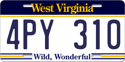 WV license plate 4PY310