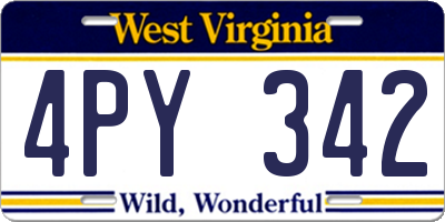 WV license plate 4PY342