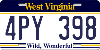 WV license plate 4PY398
