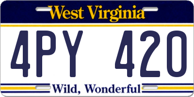 WV license plate 4PY420