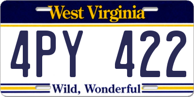 WV license plate 4PY422