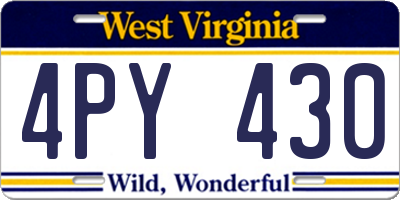 WV license plate 4PY430