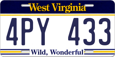 WV license plate 4PY433
