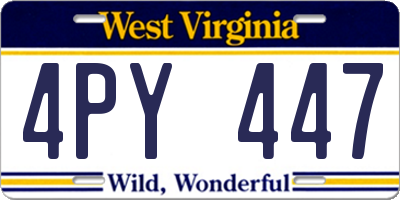 WV license plate 4PY447
