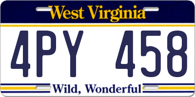 WV license plate 4PY458