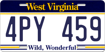 WV license plate 4PY459