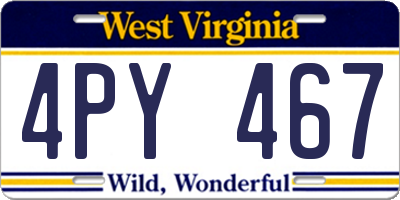 WV license plate 4PY467