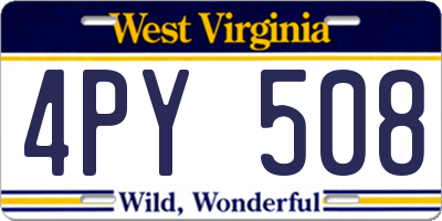 WV license plate 4PY508