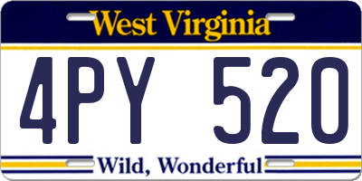 WV license plate 4PY520