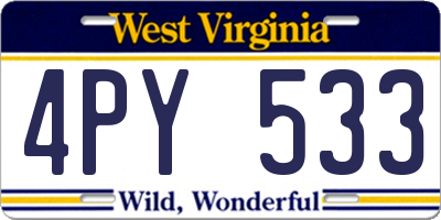 WV license plate 4PY533