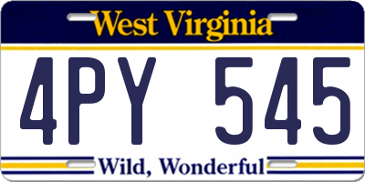 WV license plate 4PY545