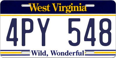 WV license plate 4PY548