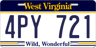WV license plate 4PY721