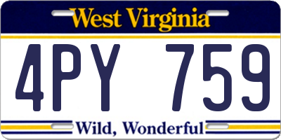 WV license plate 4PY759