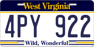 WV license plate 4PY922