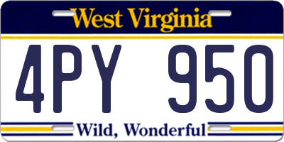 WV license plate 4PY950