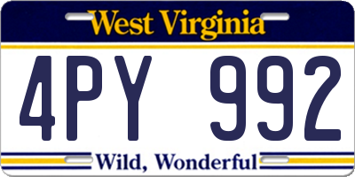 WV license plate 4PY992