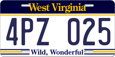 WV license plate 4PZ025
