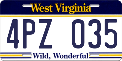 WV license plate 4PZ035