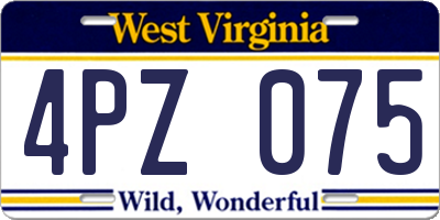 WV license plate 4PZ075