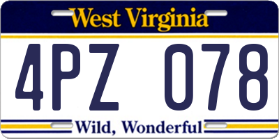 WV license plate 4PZ078