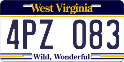 WV license plate 4PZ083