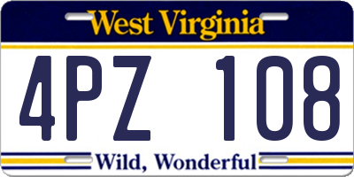 WV license plate 4PZ108