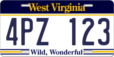 WV license plate 4PZ123
