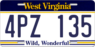 WV license plate 4PZ135