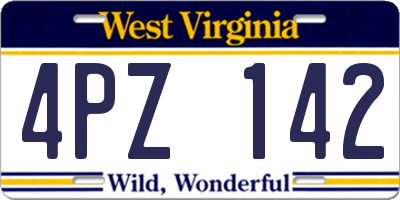 WV license plate 4PZ142