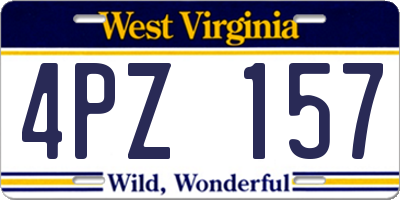 WV license plate 4PZ157