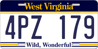 WV license plate 4PZ179