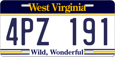 WV license plate 4PZ191