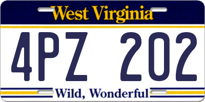 WV license plate 4PZ202