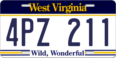 WV license plate 4PZ211