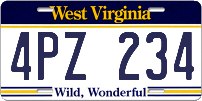WV license plate 4PZ234