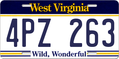 WV license plate 4PZ263