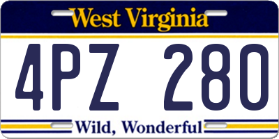 WV license plate 4PZ280