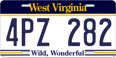 WV license plate 4PZ282
