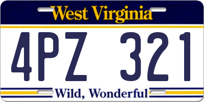 WV license plate 4PZ321