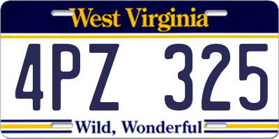 WV license plate 4PZ325