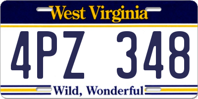 WV license plate 4PZ348