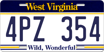 WV license plate 4PZ354