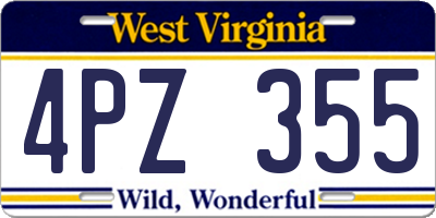 WV license plate 4PZ355