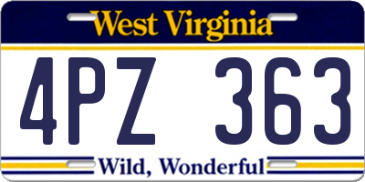 WV license plate 4PZ363