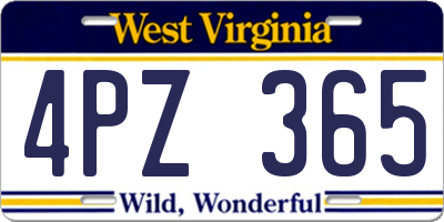 WV license plate 4PZ365